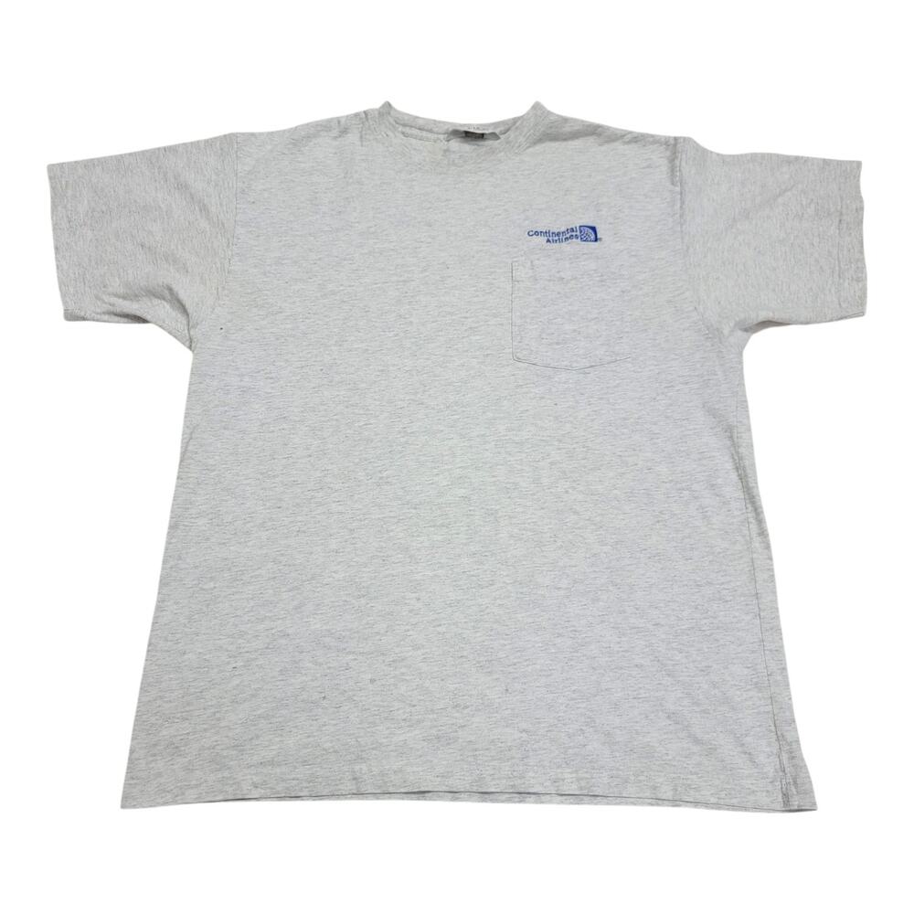 Vintage Continental Airlines T Shirt Mens L XL Lion Apparel Pocket Embroidered